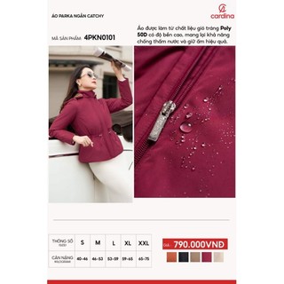 Áo PARKA CARDINA Nữ Vải Gió Lót Lông Cừu Siêu Nhẹ Siêu Mềm Mịn Thiết Kế Cải Tiến Sang Trọng Thời Thượng Đẳng Cấp 4PKN01