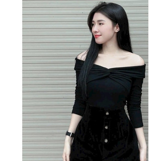 Áo Thun Trễ Vai May Xoắn CHất Mềm Nhẹ Nhàng Dáng Ôm
