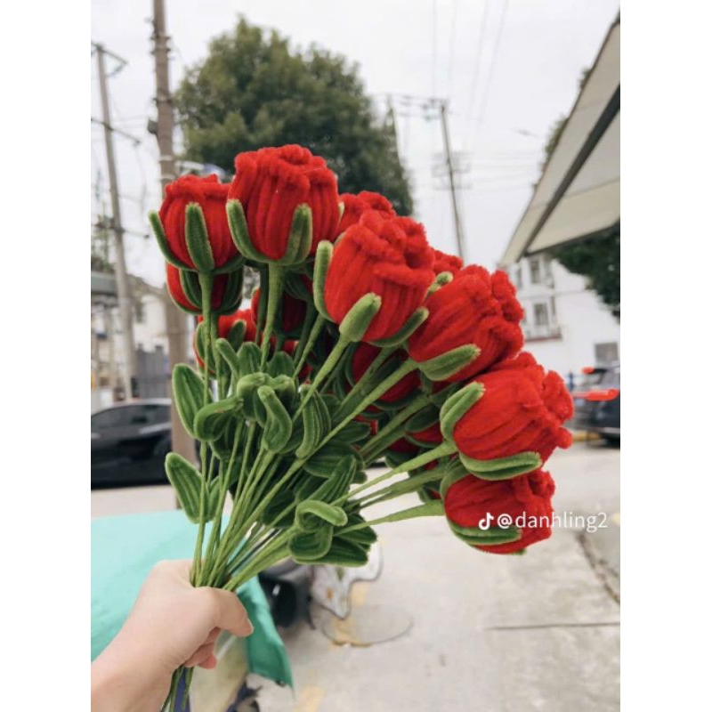 Cành Hoa Hồng Kẽm Nhung Quà Tặng Siêu Đẹp
