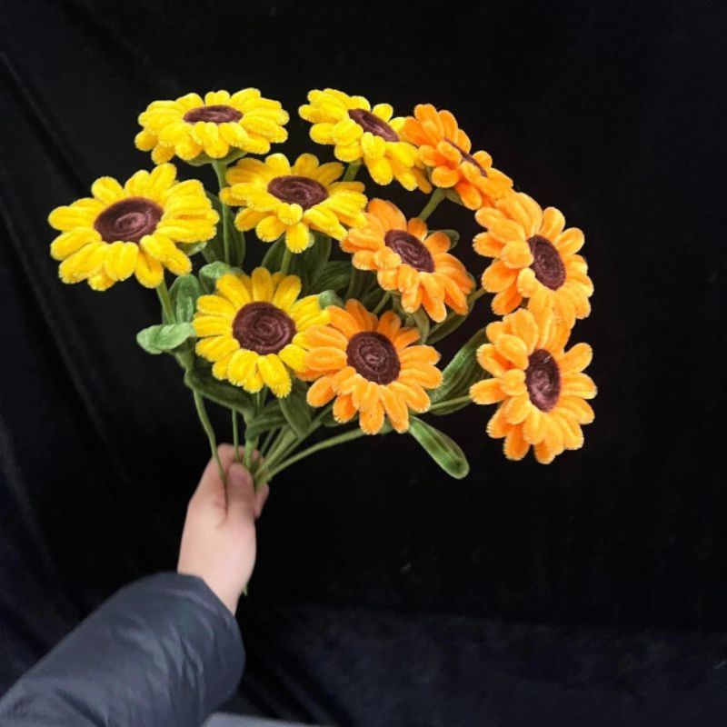 Cành Hoa Hướng Dương Handmade , Hoa Hướng Dương Kẽm Nhung Quà Tặng Siêu Đẹp