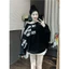Áo Nỉ Trễ Vai In chữ The Mers 1988 . Áo Sweater Lệch Vai Dáng Rộng Thời Trang Hàn Quốc