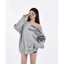 Áo Nỉ Trễ Vai In chữ The Mers 1988 . Áo Sweater Lệch Vai Dáng Rộng Thời Trang Hàn Quốc