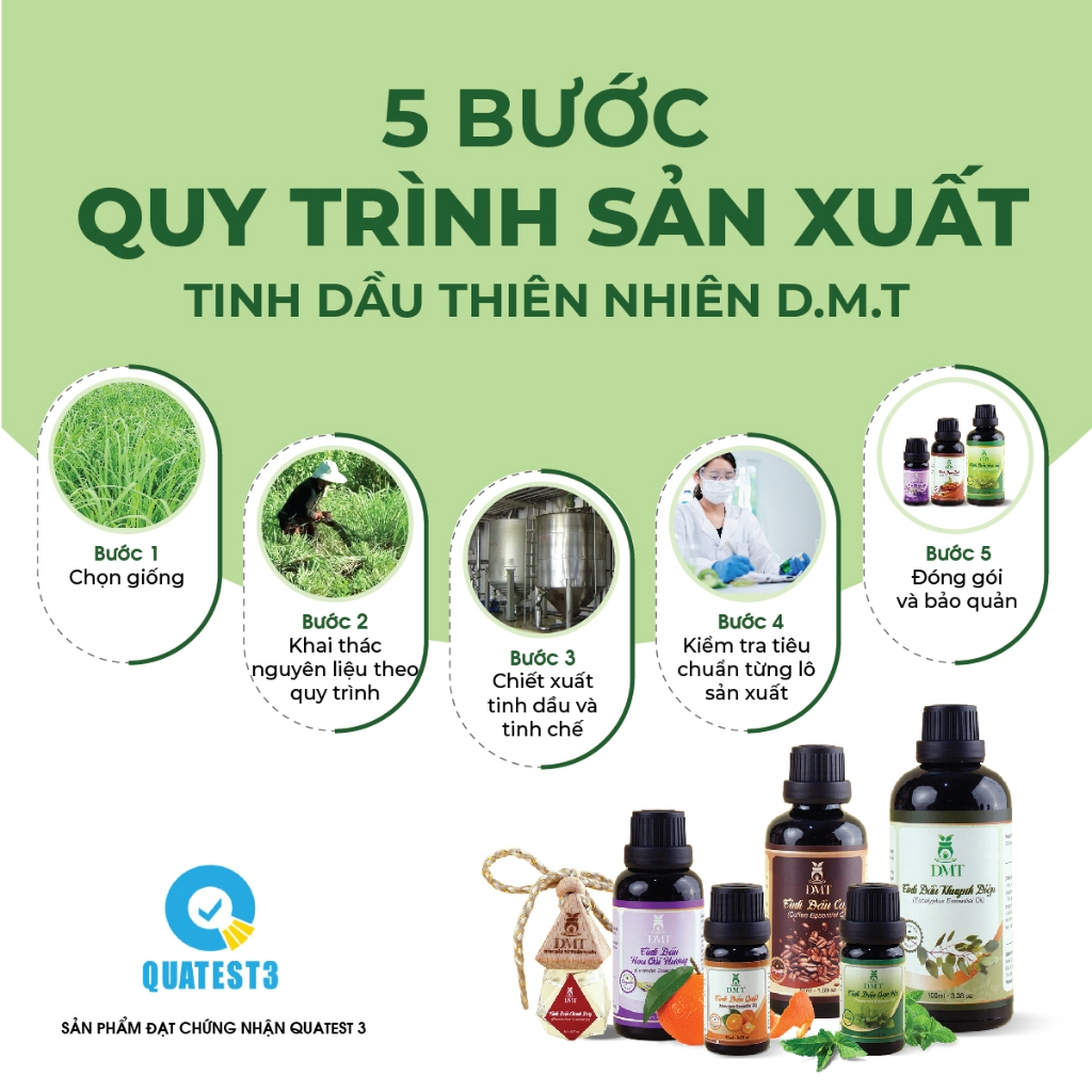 Tinh dầu sả chanh nguyên chất DMT khử mùi, thơm phòng - tinh dầu chanh sả thiên nhiên DMT 5m/10ml