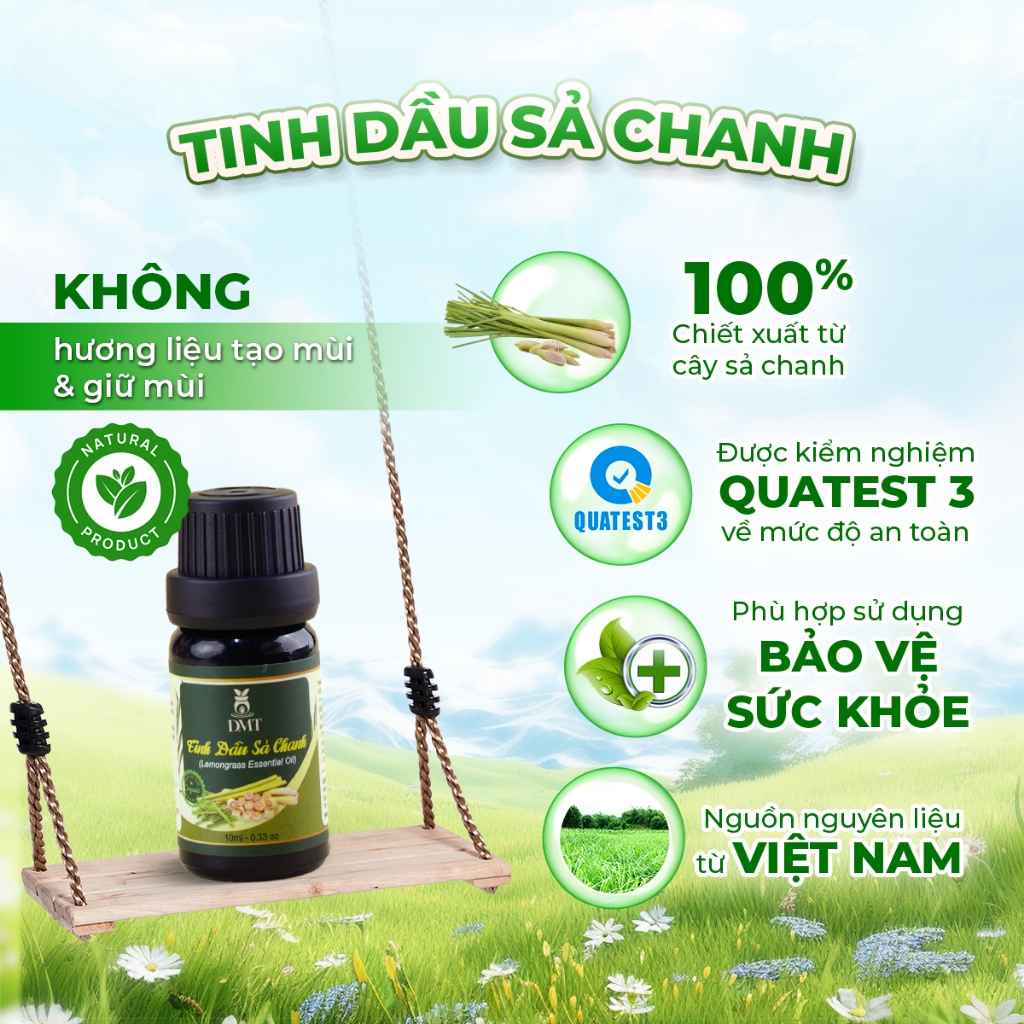 Tinh dầu sả chanh nguyên chất DMT-  khử mùi tức thì, diệt khuẩn, đuổi muỗi, xông phòng 30/50/100ml
