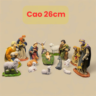 Tượng Giáng Sinh 26cm Sơn Giả Cổ Mẫu Nhập Chất Liệu Composite, Sơn Mịn Bảo Hành 24 Tháng