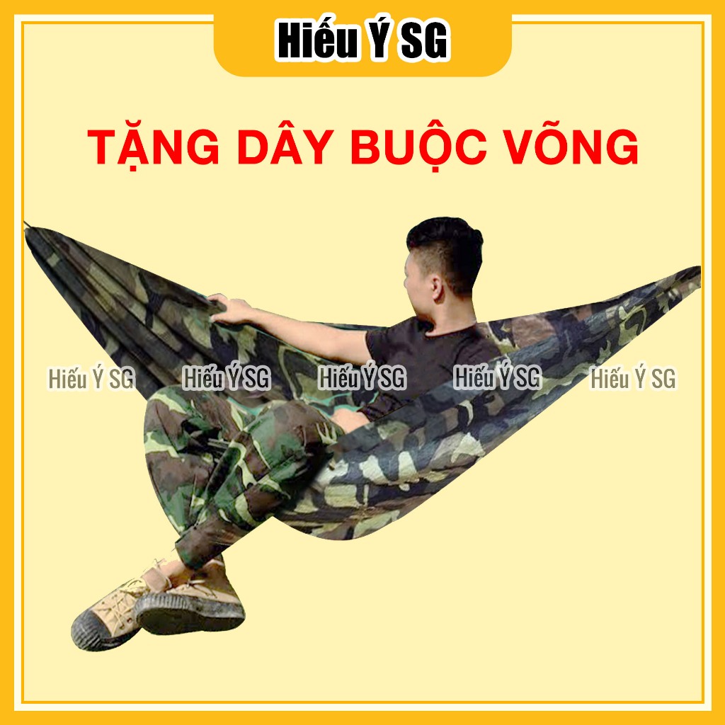 (TẶNG 4M DÂY) Võng dù 2 lớp rằn ri Hiếu Ý mát lạnh dài 2m2 rộng 1m6 nằm ...
