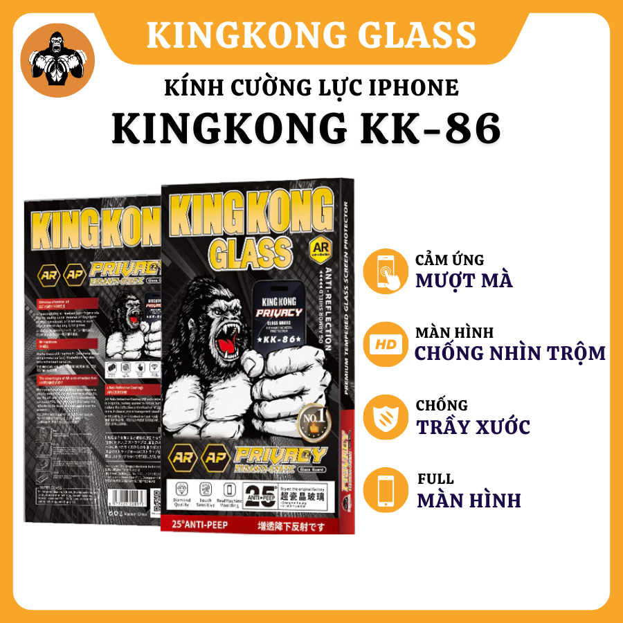 [ IPHONE 17 ] Kính cường lực cao cấp KINGKONG KK86 độ hiển thị cao 95% cho iphone 11 12 13 14 15 16 Pro Promax