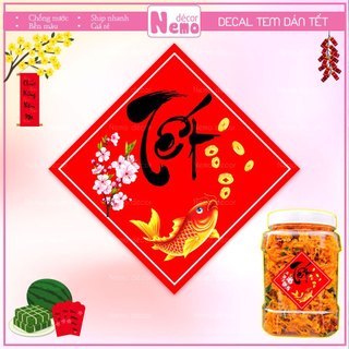 Tem Tết 2026, Tem Dán Tết, Decal DánTrang Trí Hộp Quà, Giỏ Quà, Hộp Bánh, Kẹo, Mứt Ngày Tết Hoa Đào, Sẵn Keo Dán.