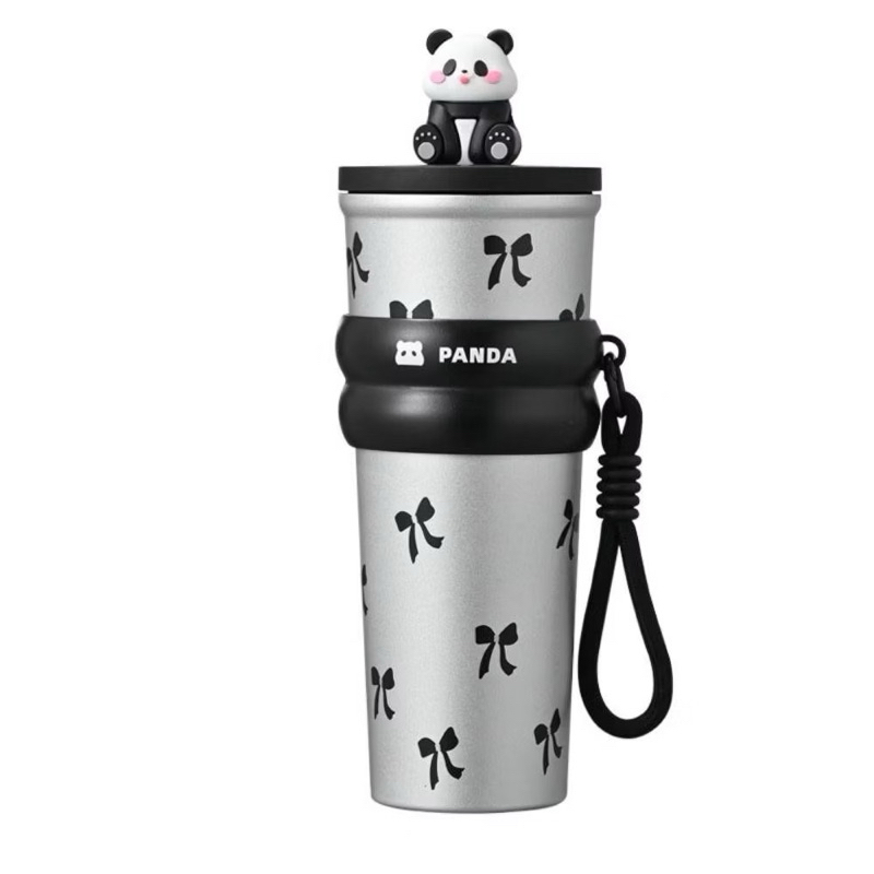 Ly giữ nhiệt Panda 700ml, ly giữ nhiệt cao cấp có ống hút chất liệu inox 304 giữ nhiệt 8- 12 tiếng