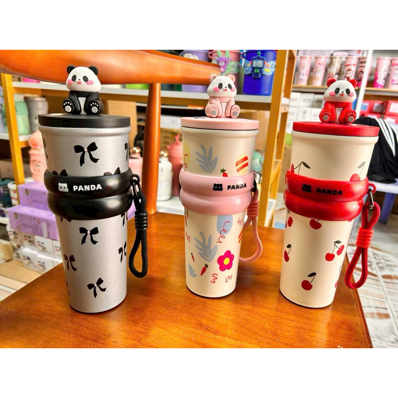 Ly giữ nhiệt Panda 700ml, ly giữ nhiệt cao cấp có ống hút chất liệu inox 304 giữ nhiệt 8- 12 tiếng