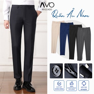 Quần Tây Âu vải Nam công sở Avocado cao cấp trẻ trung Dáng Ôm Chuẩn Vải lụa vinteck Không Nhăn co giãn