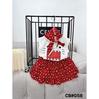 Sét 3 món đồ bé gái đi học đi chơi phong cách thể thao 10-30kg, sét bé gái áo +chân váy xếp ly chấm bi kèm khăn