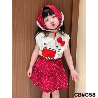 Sét 3 món đồ bé gái đi học đi chơi phong cách thể thao 10-30kg, sét bé gái áo +chân váy xếp ly chấm bi kèm khăn