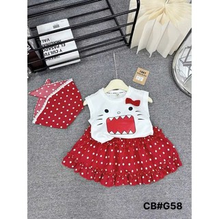Sét 3 món đồ bé gái đi học đi chơi phong cách thể thao 10-30kg, sét bé gái áo +chân váy xếp ly chấm bi kèm khăn