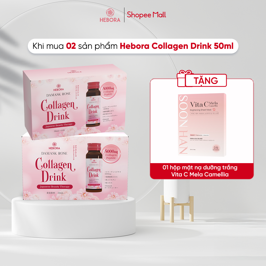 Ảnh COMBO 2 Nước uống hỗ trợ tăng sinh Collagen tự nhiên Hebora Collagen Drink - Hộp 10 chai 50ml 1