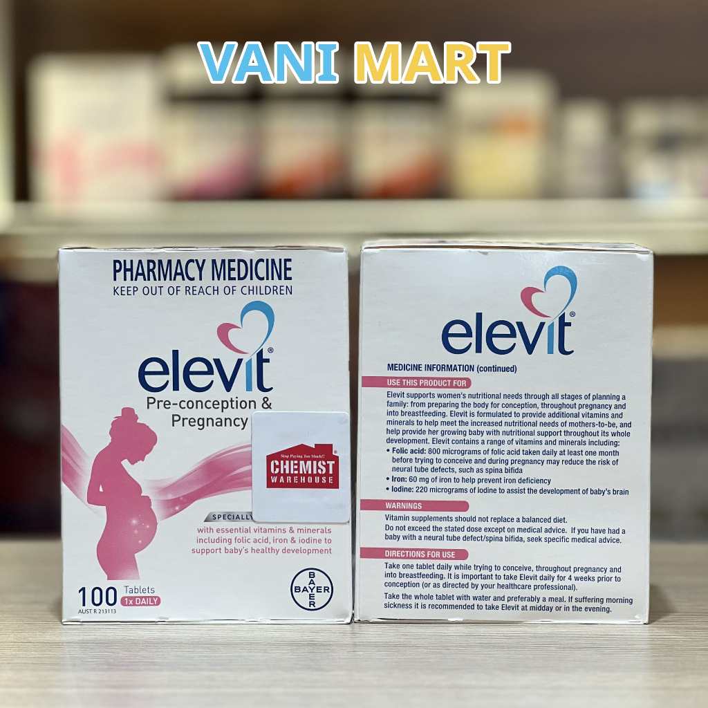 [HÀNG CHÍNH HÃNG] Viên uống Elevit bầu Úc bổ sung vitamin tổng hợp, sắt ...