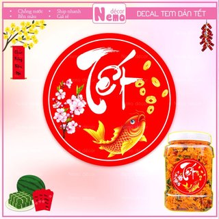 Tem Tết 2026, Tem Dán Tết, Decal DánTrang Trí Hộp Quà, Giỏ Quà, Hộp Bánh, Kẹo, Mứt Ngày Tết Hoa Đào, Sẵn Keo Dán.