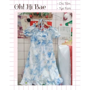 Đầm bệt vai dáng ngắn nhún ngực