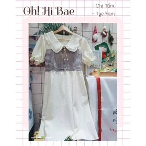 Đầm babydoll phối caro