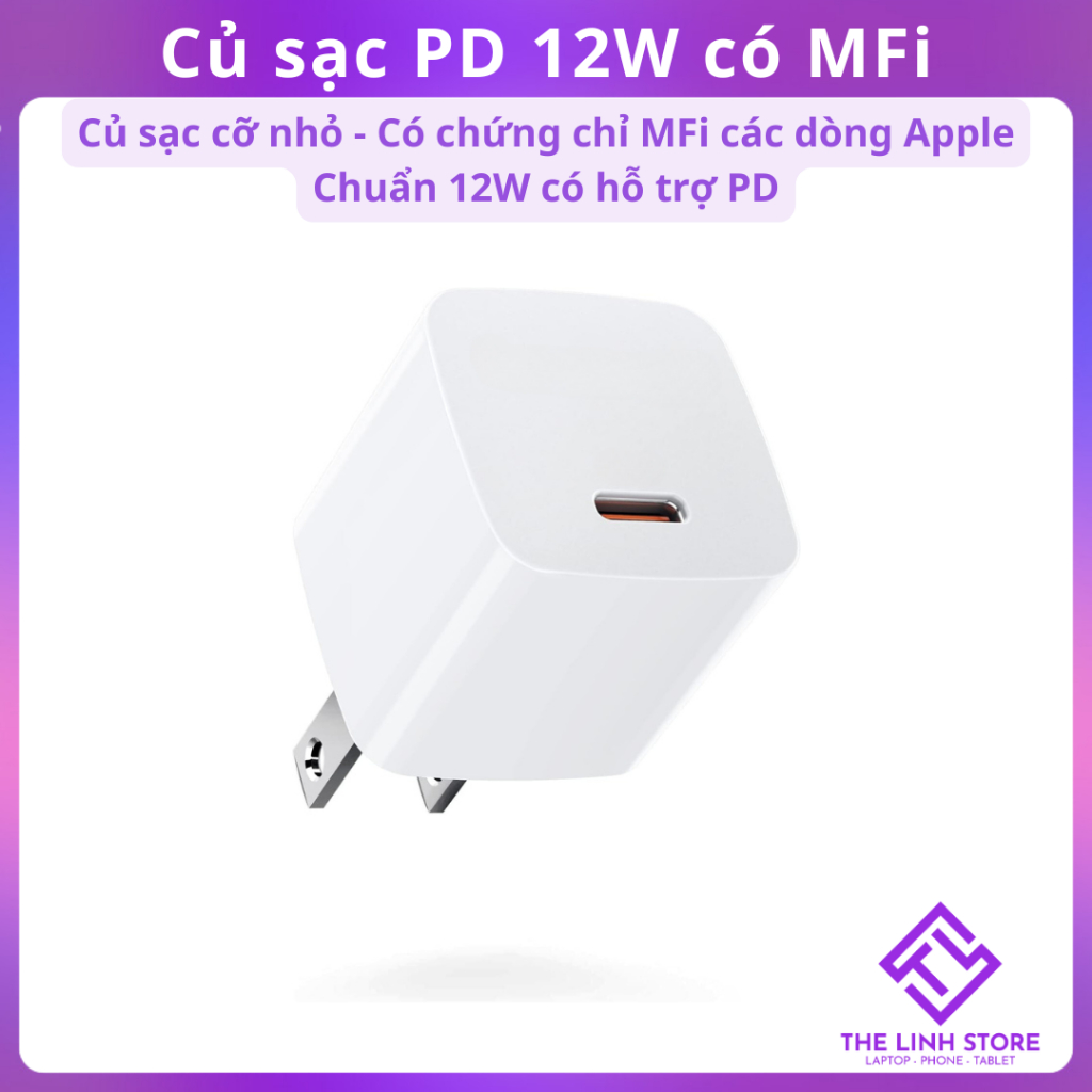 Củ sạc nhanh 12W PD TypeC có MFi - Sạc nhanh Sharp Moto Sony | Shopee ...