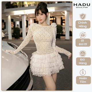 Đầm Ren Tầng Đính Hoa Ngực HADU V64 Có Quần Bảo Hộ Chất Vải Mềm Mịn Cao Cấp Đầm Dự Tiệc Sang Trọng