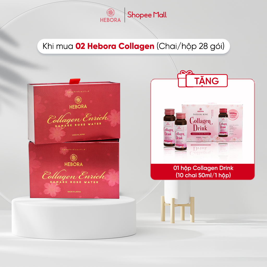 Ảnh COMBO 2 Nước uống Hebora Collagen Enrich Damask Rose Water 500ml Dạng 28 túi 1