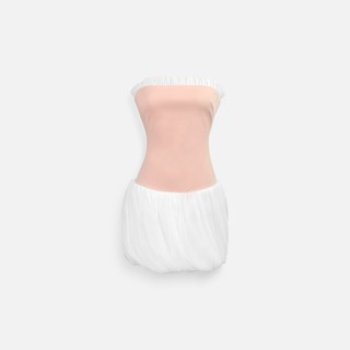 [Deal Độc Quyền] Đầm Ngắn Strapless Ruffled Hem, Chất Vải Mango Thoải Mái, WDN100 SOME HOW STORE