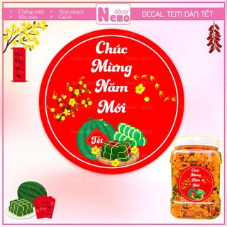 Tem Tết 2026, Tem Dán Chúc Mừng Năm Mới, Decal Trang Trí Hộp Quà, Hộp Bánh, Kẹo, Mứt Ngày Tết Hoa Mai, Sẵn Keo Dán.