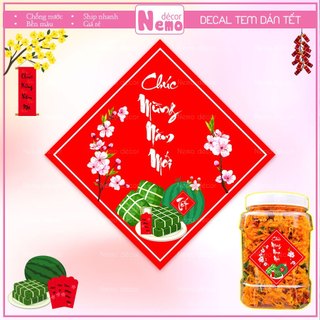 Tem Tết 2026, Tem Dán Chúc Mừng Năm Mới, Decal Trang Trí Hộp Quà, Hộp Bánh, Kẹo, Mứt Ngày Tết Hoa Đào, Sẵn Keo Dán.