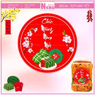 Tem Tết 2026, Tem Dán Chúc Mừng Năm Mới, Decal Trang Trí Hộp Quà, Hộp Bánh, Kẹo, Mứt Ngày Tết Hoa Đào, Sẵn Keo Dán.
