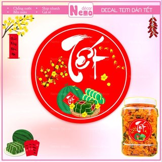 Tem Tết 2026, Tem Dán Tết, Decal DánTrang Trí Hộp Quà, Giỏ Quà, Hộp Bánh, Kẹo, Mứt Ngày Tết Hoa Mai, Sẵn Keo Dán.