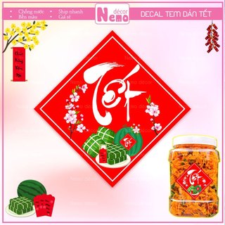 Tem Tết 2026, Tem Dán Tết, Decal Dán Trang Trí Hộp Quà, Giỏ Quà, Hộp Bánh, Kẹo, Mứt Ngày Tết Hoa Đào, Sẵn Keo Dán.