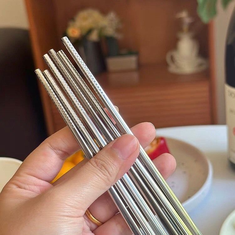 Đũa Inox Chockmen Hộp 10 Đôi Có tem chống giả, Đũa Ăn Chockmen Vân Chống Trơn Trượt Không Mốc CKM59