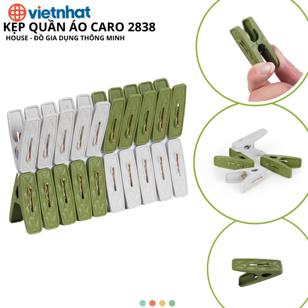 Set 20 kẹp quần áo CARO Chính Hãng VIỆT NHẬT (MS:2838)