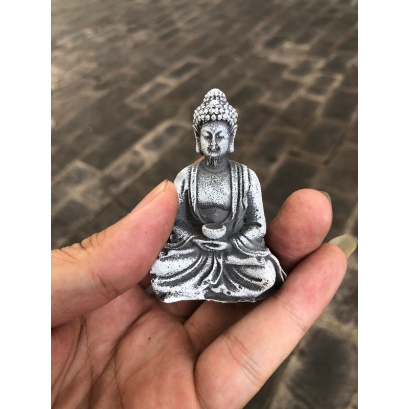 Tượng Phật mini chất liệu bột đá   Trang Trí Tiểu Cảnh, Bonsai, Thủy Sinh, Tượng Phật cao 5,5cm