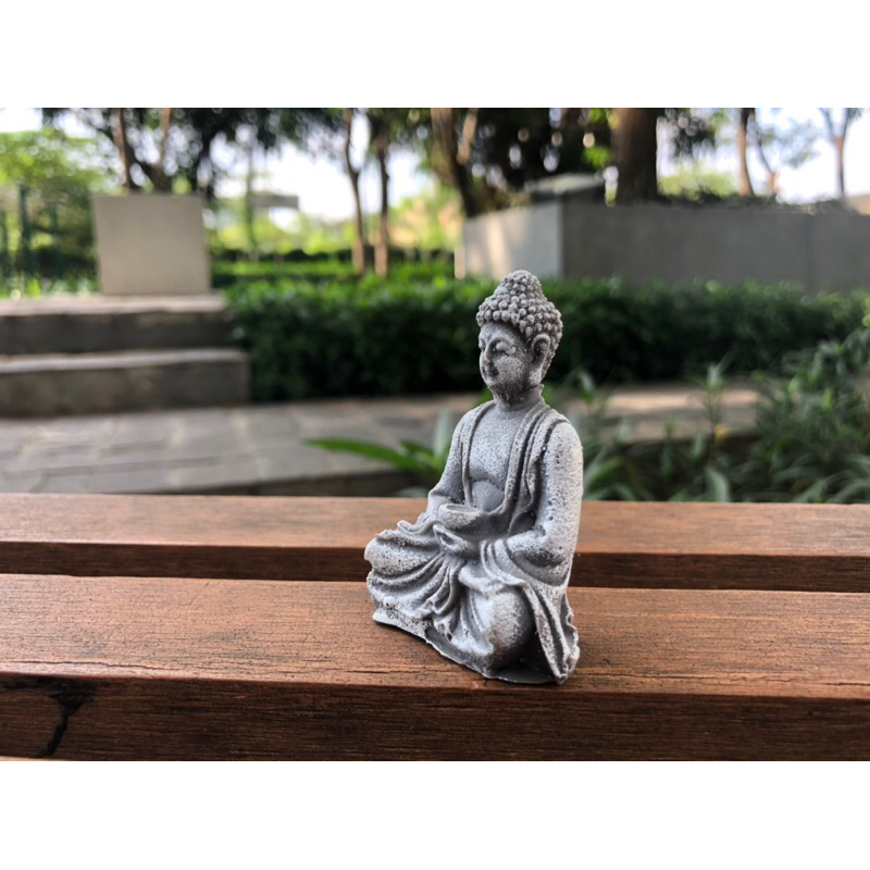Tượng Phật mini chất liệu bột đá   Trang Trí Tiểu Cảnh, Bonsai, Thủy Sinh, Tượng Phật cao 5,5cm
