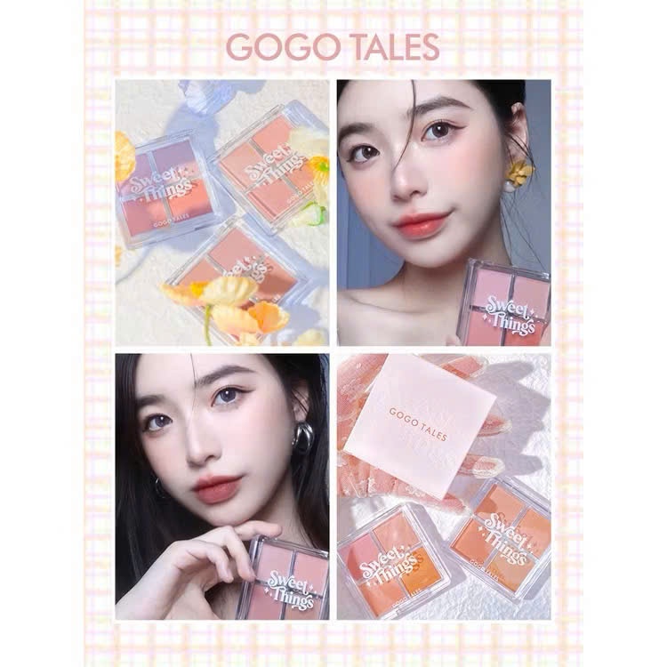 GOGO TALES Bảng Phấn Má Hồng 4 Ô Màu lên chuẩn lâu trôi | NHÍM HOUSE