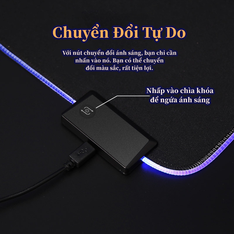 Miếng Lót Bàn Phím Đèn LED RGB Miếng Lót chuột Cỡ Lớn 80*30 Phát Sáng Nhiều Màu hình ảnh sắc nét