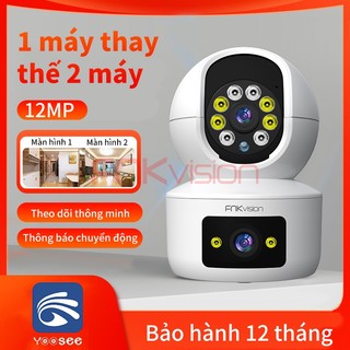 【Fnkvision】Camera Yoosee 2 MẮT XEM 2 MÀN HÌNH cùng lúc 12MPX xoay 360 độ,xem đêm có màu, hỗ trợ đàm thoại 2 chiều