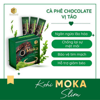 Cafe Moka Tảo Xoắn Spirulina Hộp 20 Gói Cafe Cacao Rong Nho Collagen Không Đường Dinh Dưỡng