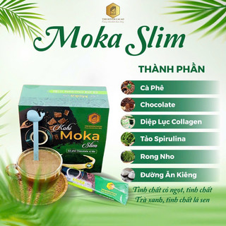 Cafe Moka Tảo Xoắn Spirulina Hộp 20 Gói Cafe Cacao Rong Nho Collagen Không Đường Dinh Dưỡng