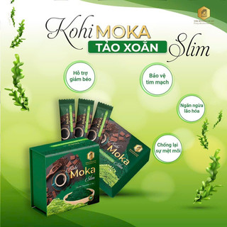 Cafe Moka Tảo Xoắn Spirulina Hộp 20 Gói Cafe Cacao Rong Nho Collagen Không Đường Dinh Dưỡng