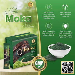Cafe Moka Tảo Xoắn Spirulina Hộp 20 Gói Cafe Cacao Rong Nho Collagen Không Đường Dinh Dưỡng