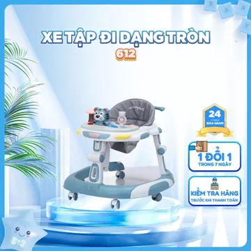 Xe tập đi cho bé Gluck Walker 612, xe tròn tập đi cho bé điều chỉnh 3 mức độ cao ( Chế độ: xe tập đi, bàn ăn và Đẩy tay)