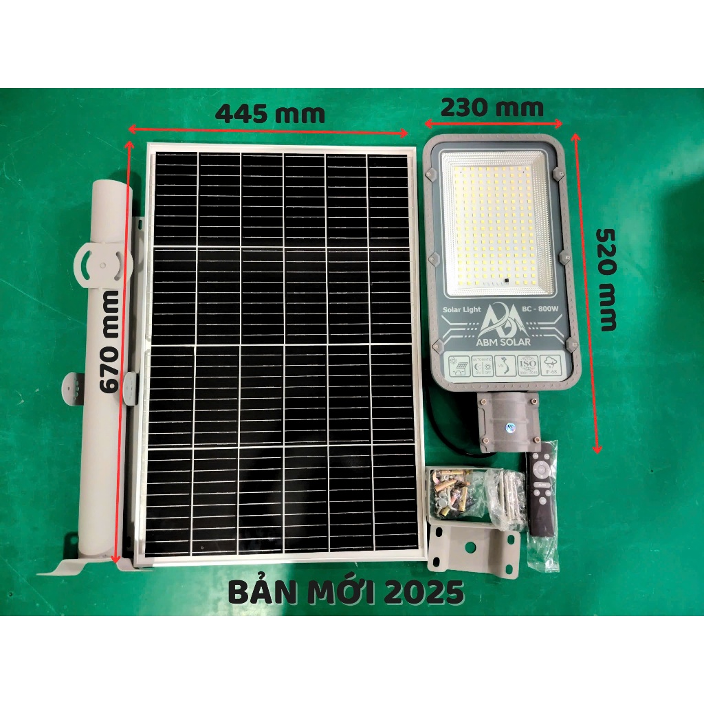 [1200W] Đèn Năng Lượng Mặt Trời ABM SOLAR Chiếu Sáng Sân Vườn Đường Phố, Đổi 3 Màu Ánh Sáng, Chống Nước IP68