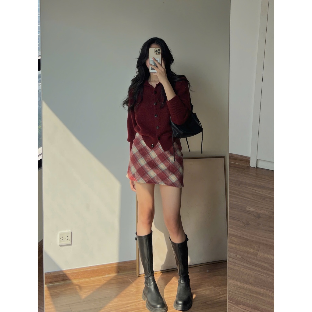 CV674 Chân váy dạ kẻ caro có quần trong Audrey | Shopee Việt Nam
