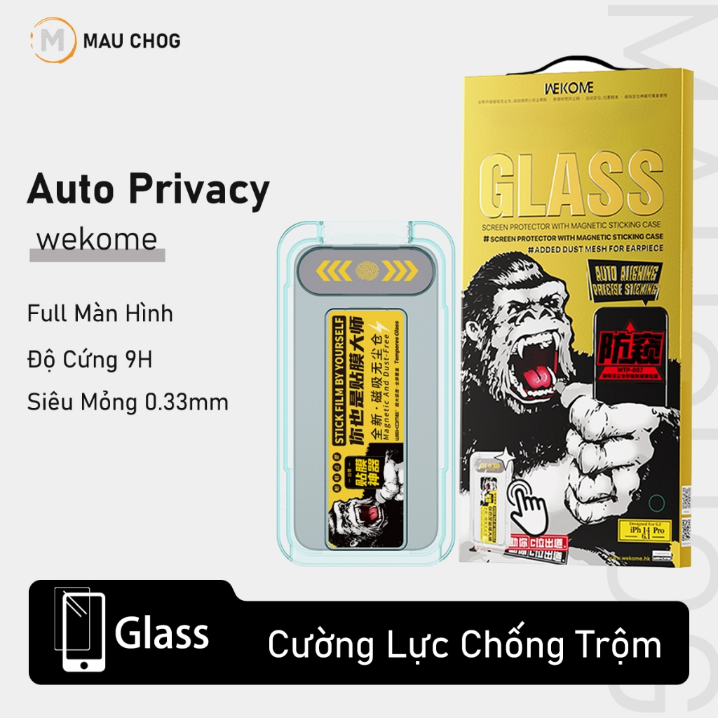Kính Cường Lực Chống Nhìn Trộm WK Có Khung Tự Dán Cho Điện Thoại iPhone 17 Pro Max 16 15 14 13 12