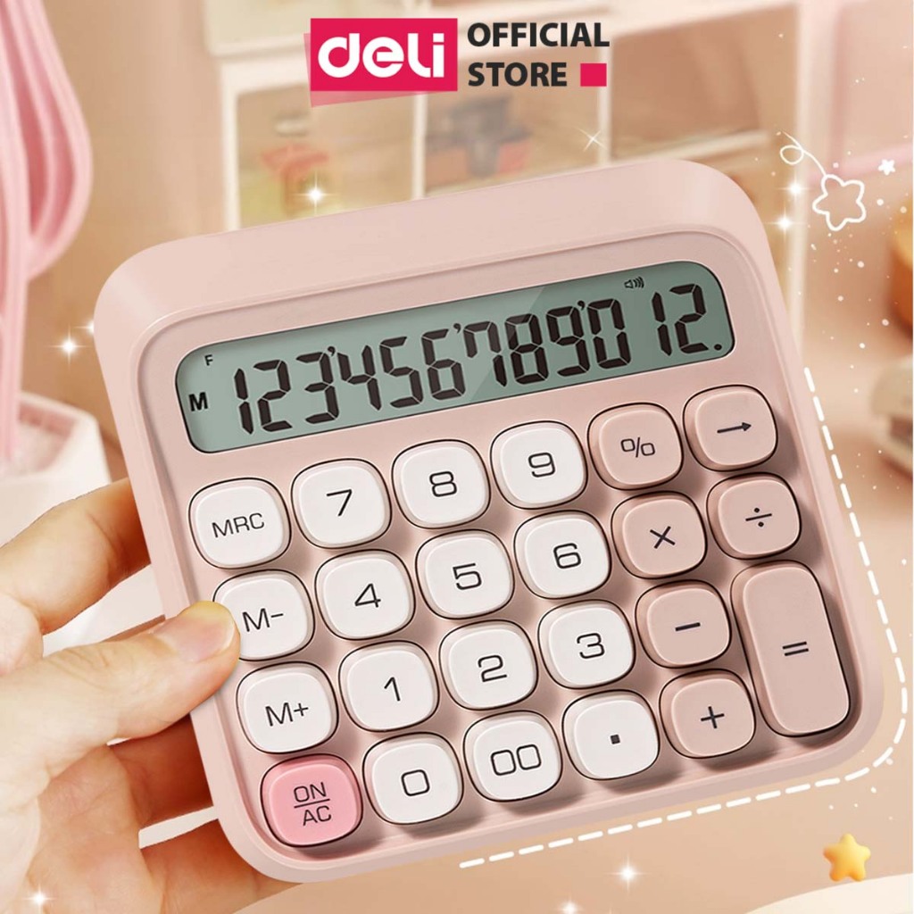 [BẢO HÀNH 3 NĂM] Máy Tính Để Bàn 12 Số Thiết Kế Mới Deli - Máy Tính Cầm Tay Màn Hình LCD Chất Lượng Cao