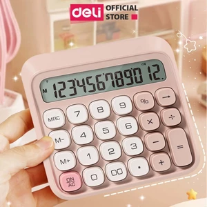 Máy Tính Để Bàn 12 Số Thiết Kế Mới Deli - Máy Tính Cầm Tay Màn Hình LCD Chất Lượng Cao