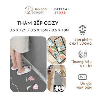 [H] Combo 2 thảm nhà bếp cao cấp COZY bề mặt lì, đế nỉ hạt cao su chống trơn trượt, màu sắc nổi bật